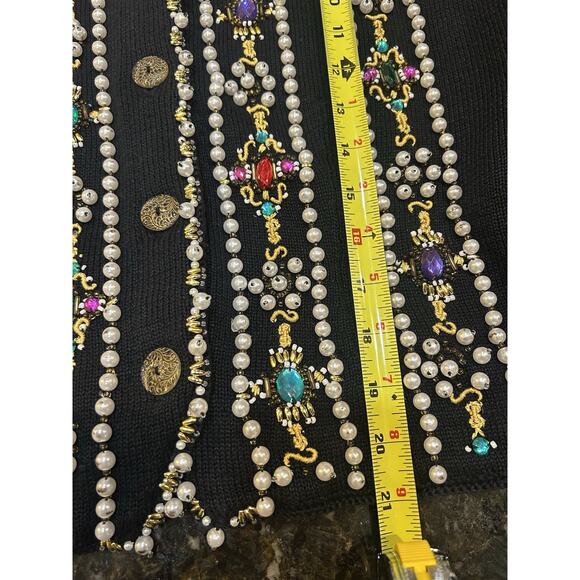 Vintage Michael Simon Cardigan Ramie Cotton Sz M Beaded Jeweled Statement Piece - Picture 8 of 9